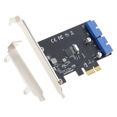 Super Speed PCIE toDual USB 20Pins Expansion Card PCIEx1 USB3.0 Controller