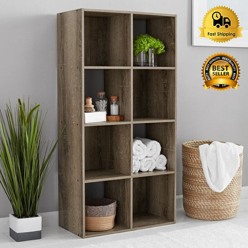 Storage Organizer Bookcase 8 Cube Home Office Display Bookshelf Shelves Brown