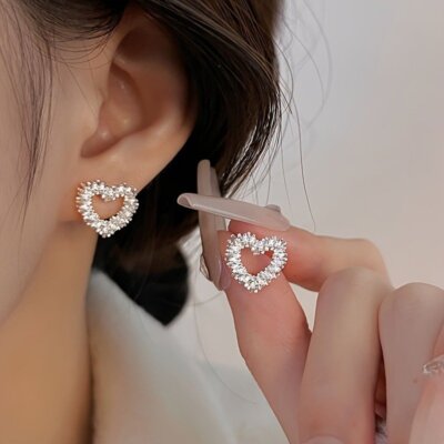 Fashion Heart Silver Plated Ear Earrings Stud Women Wedding Party Jewelry Gift