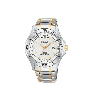 Pulsar Two Tone Stainless Steel Silver DIial Quartz Men's Watch PVM025
