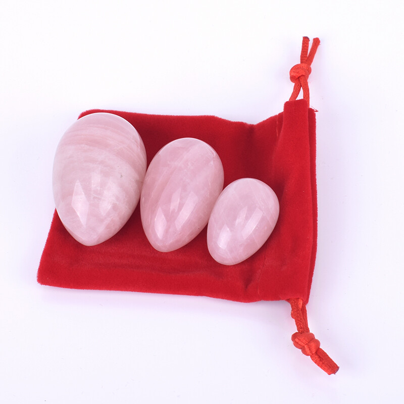 Details About Undrilled 3pcs Set Natural Rose Quartz Yoni Eggs Kegel Exercise Balls Massage