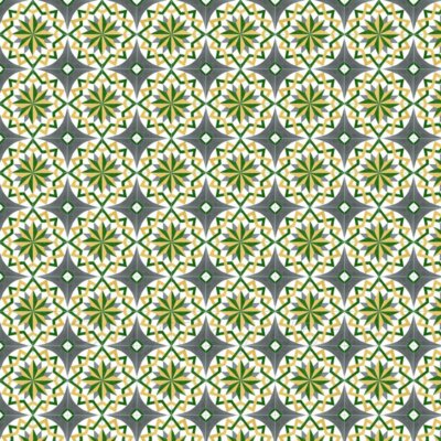1: 12th Jaune, Vert Et Gris Boussole Étoile Design Tuile Feuille