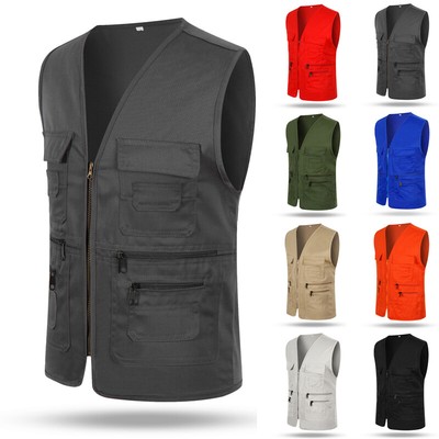Männer Multi Pocket Reisende Angeln Fotografie Director Freizeit Outdoor Westen
