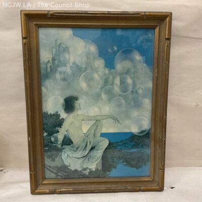 ANTIQUE MAXFIELD PARRISH ''Air Castles'' Original Print- FRAMED 17.25'' X 13.25''