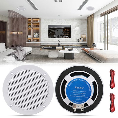Herdio 4'' 160W Marine Ceiling Speakers Outdoor System Wall Flush Mount 2-Way