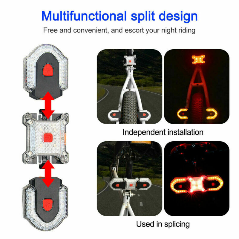 1/2X Bike Turn Signals Light Bicycle Front&Rear Indicator  Smart Wireless Remote
