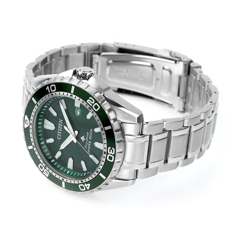 Pre-owned Citizen Promaster Marine Bn0199-53x Green Dial Eco-drive Diver 200m Men Watch