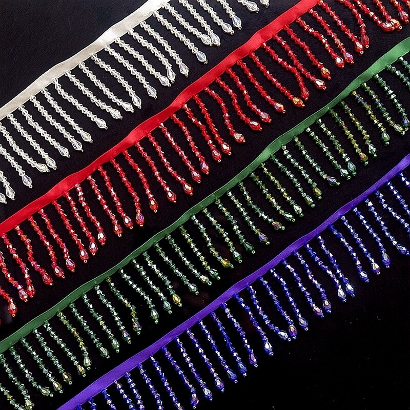 Crystal Trim Beaded Sewing Edge Fringe DIY for Craft Dress Curtain Lampshade