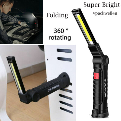 Portable COB LED Work Light Car Garage Mechanic USB Rechargeable Torch Lamp