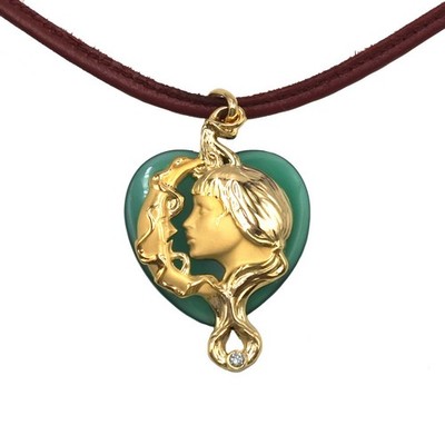 CARRERA Y CARRERA "Moon and Girl" Necklace Pendant 750 K18YG 12g Women's