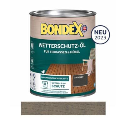 BONDEX Wetterschutz-Öl Grau 0,75 L - für Terrasse und Gartenmöbel