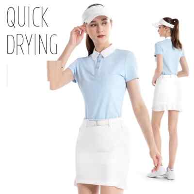 Women's Golf Polo Neck Tops - Quick-Drying Short-Sleeved Breathable Anti-Sweat