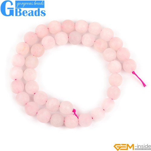 Natural Rose Quartz Frosted Matte Round Beads For Jewelry Making 15