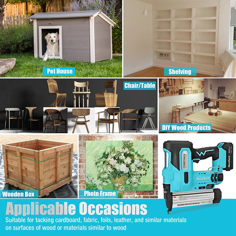 DURATECH 2 IN 1 Cordless Brad Nailer 18 GA Nail/Staple Gun 1000PCS Nails W/Case