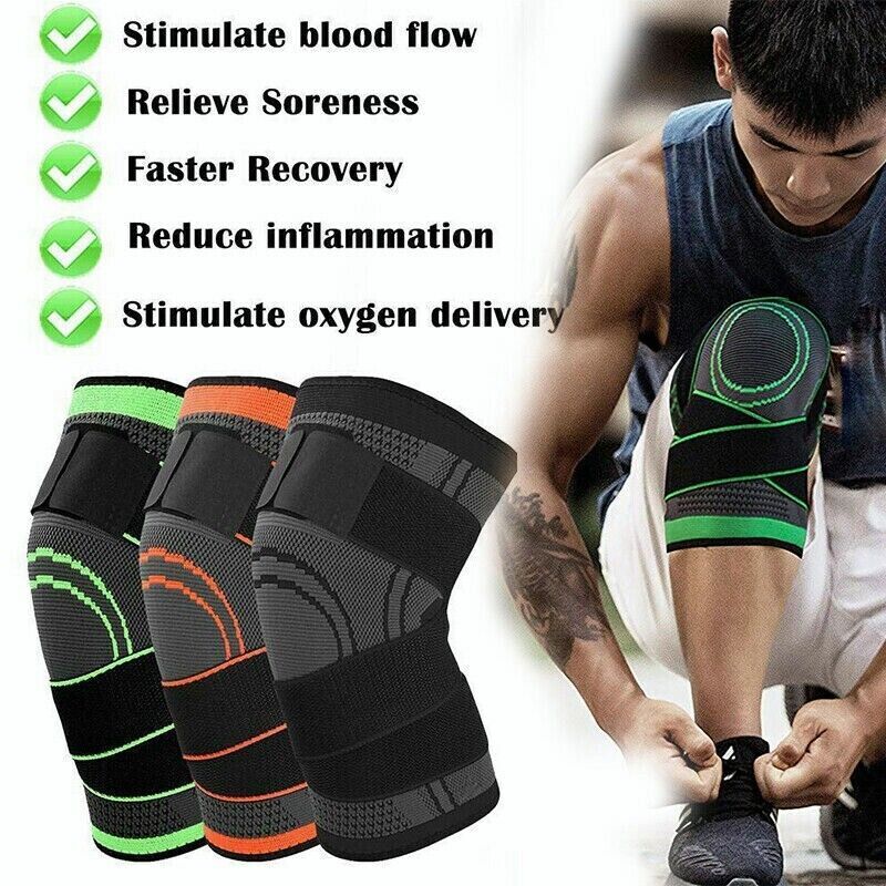 Knee Sleeve With Strap Compression Brace Support Gym Joint Pain Arthritis Relief