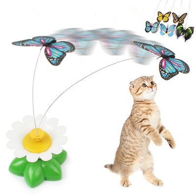 Funny Cat Teaser Toys Pet Kitten Electric Rotating Butterfly Rod Play Toy New