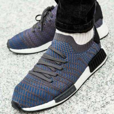 Adidas NMD R1 STLT Primeknit PK Blue Black Coral CQ2388 Boost Men's US 10 Shoes