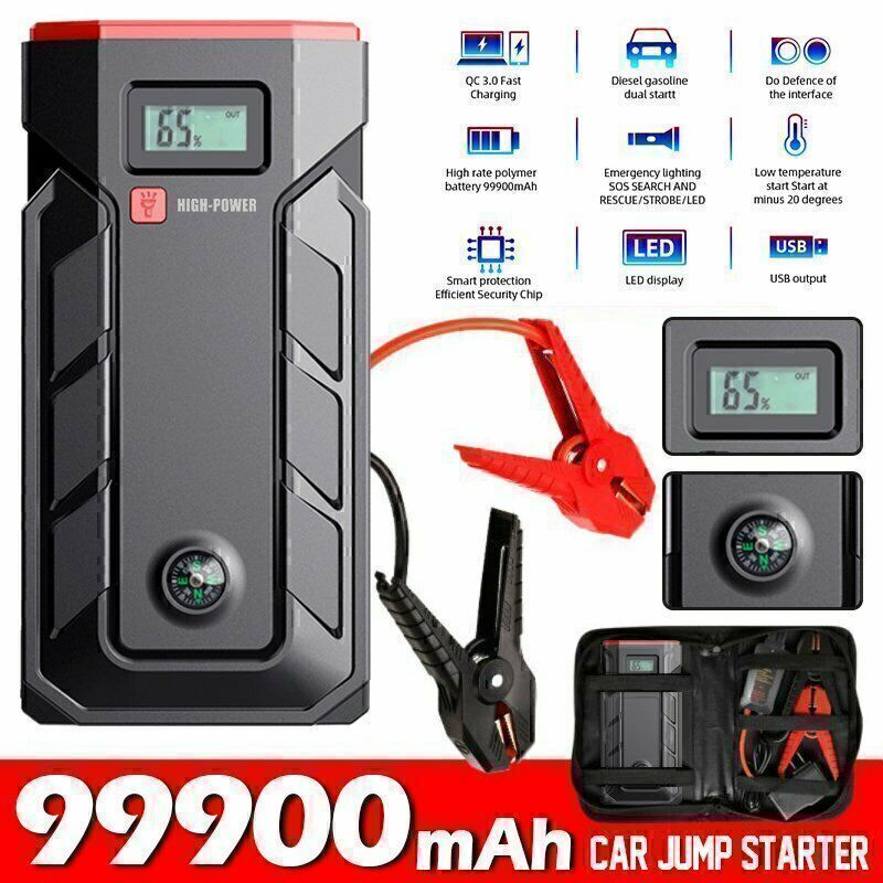 Car Jump Starter Booster Jumper Box Portable Power Bank Battery Charger Auto Kit