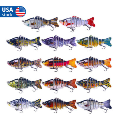 14PCS Multi Jointed Fishing Lures Swimbait 7-Segment Bait Tackle Bass Trout USA