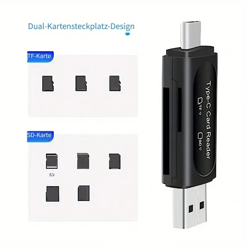 Kartenleser 5 in 1 Speicherkarten USB Typ-C Lesegerät Micro SD OTG Adapter NEU