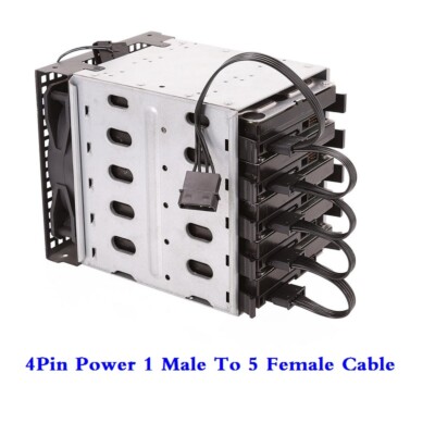 Molex 4 Pin 1 to 5 SATA 15 Pin Hard Drive Power Supply Splitter Cable