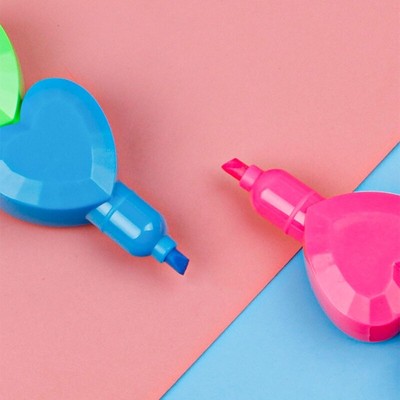 7 Colors Marker Pens Set 3D Heart-shape Design Building Blocks Highlighters Set