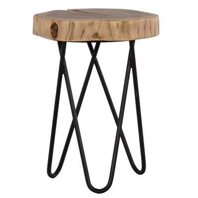 Primo International Colton Modern Wood and Metal Side Table in Brown