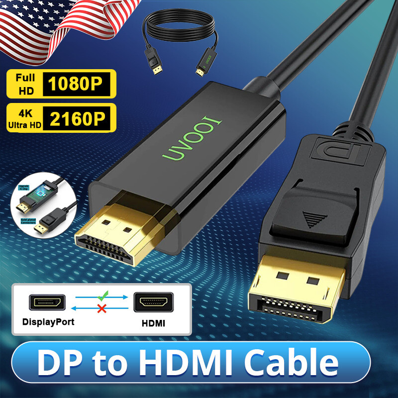 DisplayPort DP to HDMI Cable Adapter 4K 2160P 1080P For Dell HP PC HDTV Monitor