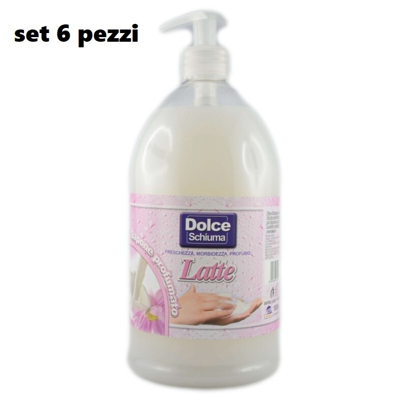 Set 6 Pezzi Sapone Liquido Ph Neutro 1000ml Fragranza Latte sus