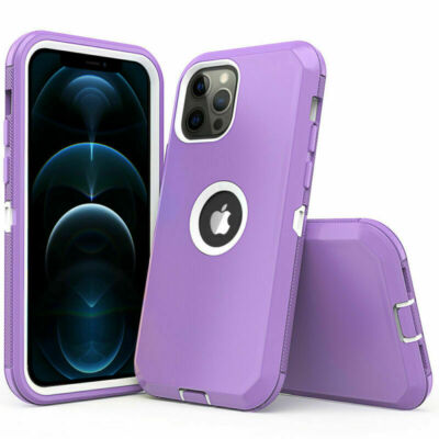 For iPhone 13 12/12 Pro Max Shockproof Defender Case Belt Clip +Tempered Glass