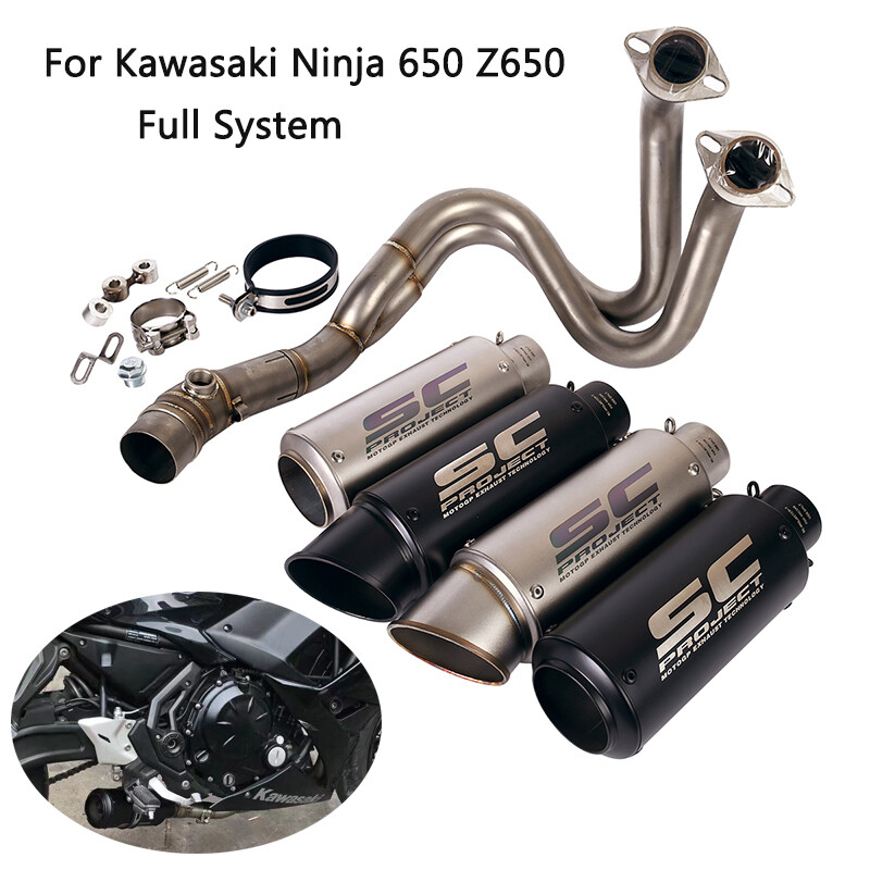 For Kawasaki Ninja 650 Z650 Full System Exhaust Tips Black Muffler Header PipeのeBay公認海外通販｜セカイモン