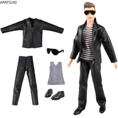Fashion 1/6 Boy Doll Clothes For 12'' Doll Outfits Leather Coat Pants Shoes Toys
