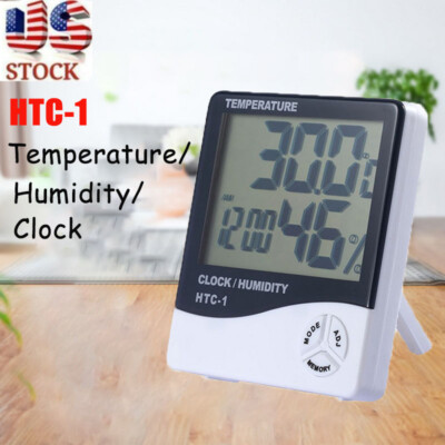 LCD Digital Indoor Thermometer Hygrometer Humidity Meter HTC-1 Temp Clock USA