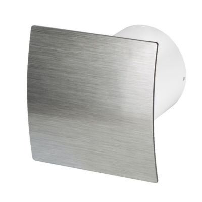 Bathroom Extractor Fan 125mm with Brushed Silver Front Panel Modern Ventilator