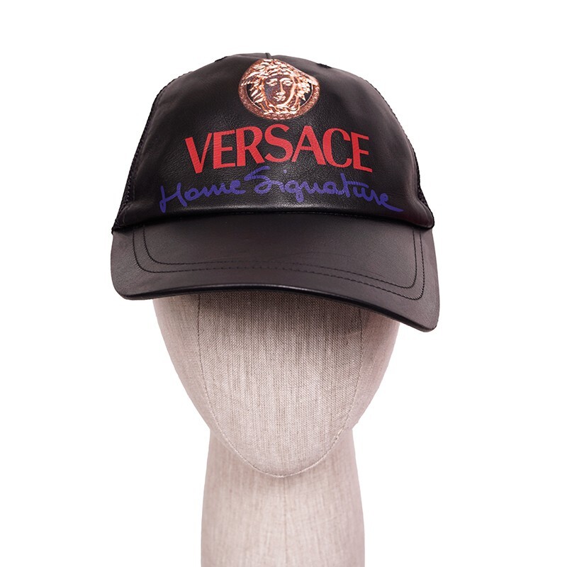 57 NEW $525 VERSACE Black Leather VINTAGE MEDUSA LOGO