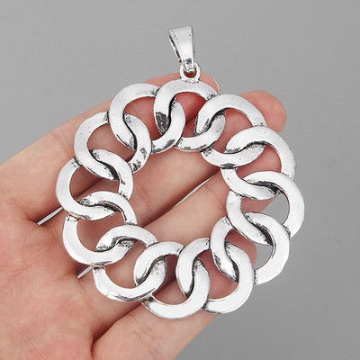 2Pcs Large Interlocking Multi-Circle Charm Pendant for DIY Jewelry Finding Craft