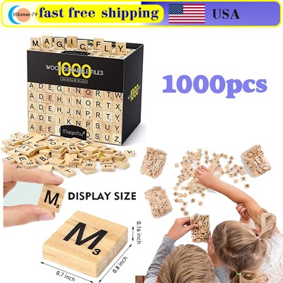 Wooden Letter Tiles,1000 Pcs Scrabble Tiles, A-Z Capital Letters for Crafts, Spe