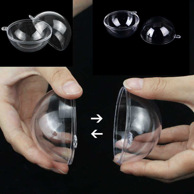 10PCS DIY Clear Plastic Balls Fillable Bauble Ornaments Ball Hanging Christmas
