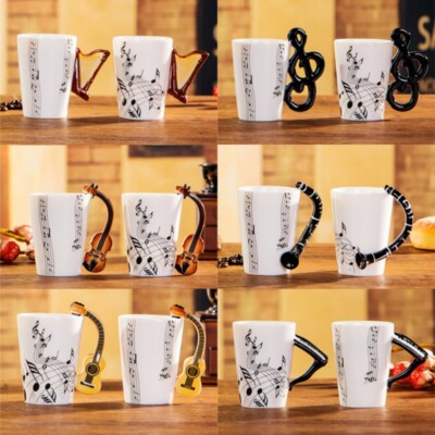 Funny Guitar Personality Music Note Cup Ceramic Coffee Tea Milk Novelty Mug Gift