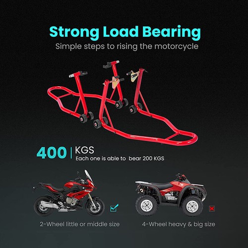 Front & Rear Motorcycle Bike Stand Forklift Paddock Swing arm Spool Wheel Lift