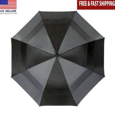 62'' Vented Golf Umbrella FRP Fiberglass Frame Double Canopy Ergonomic Handle New
