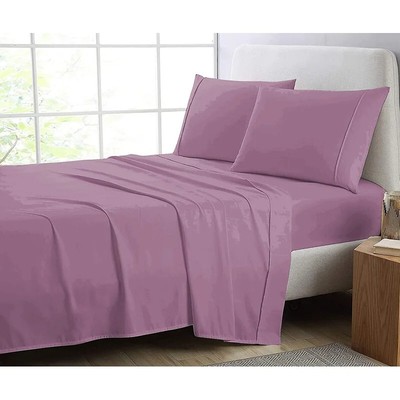 Lavish Touch Cotton Blend Sateen Fitted Sheet - Mauve