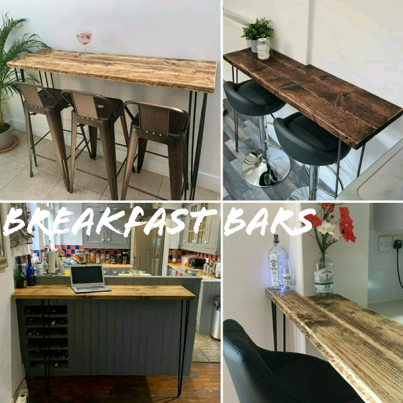 Rustic Breakfast Bar, with Steel Hairpin Legs in Coppull, Lancashire