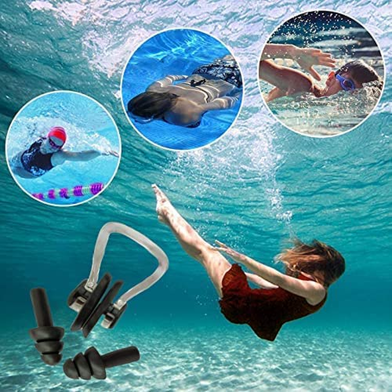 Silicone Swimming Earplugs Nose Clip Plugs Waterproof Surfing Bathe Sport Protec