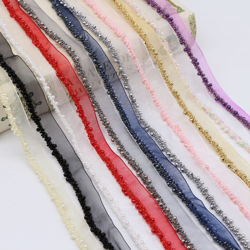 90cm Mesh Tulle Edging Beaded Trim Sewing Craft for Costume Headdress Decor DIY
