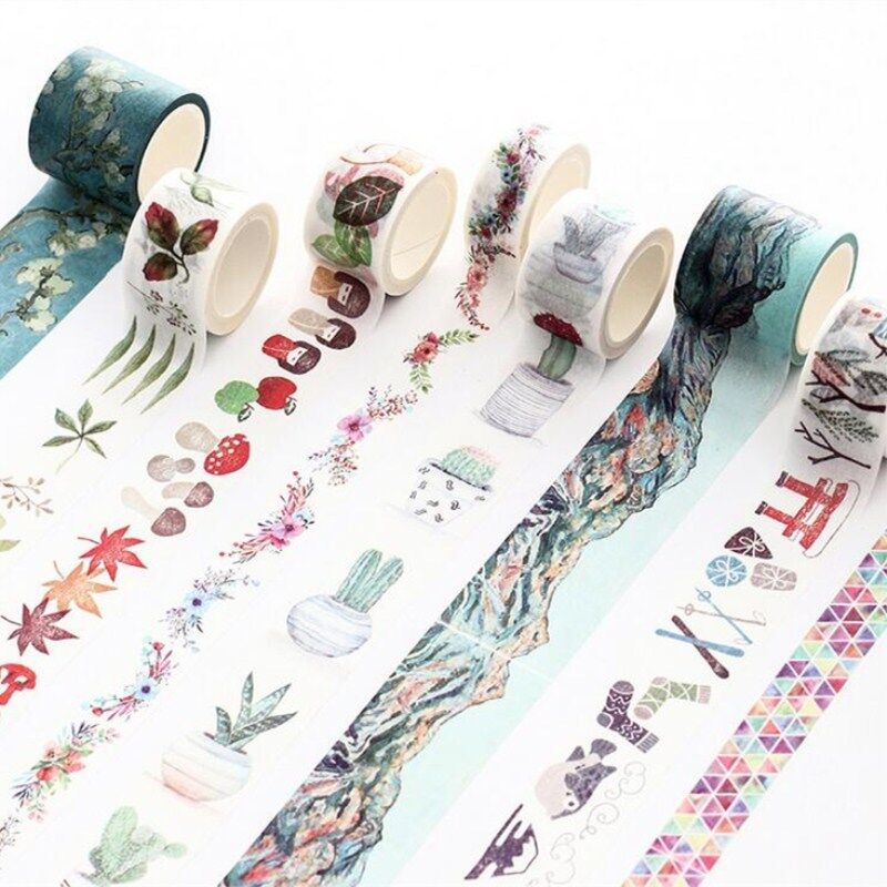 1 Roll（7M）Decorative Sticky Washi Paper Tape DIY Scrapbooking Diary Tape