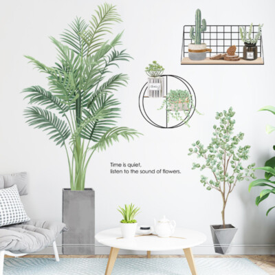Tropic Green Plants Wall Decal Garden Flower Sticker DIY Background Murals Decor