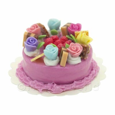 Maison de Poupées Miniature Multi Colorée Rose Gâteau