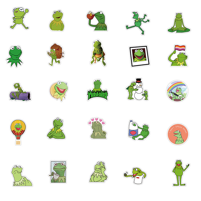 50Pcs Cartoon Frog Kermit Stickers Laptop Guitar Fridge Skateboard Decal Sti_xi