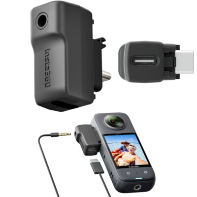 For Insta360 One X3 Camera 3.5mm / Type-C Mic Adapter Charging Audio Adapter ADE